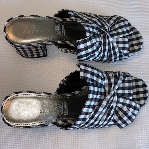 Worthington woman’s open toe plaid mules size 5.5 - Picture 2 of 12